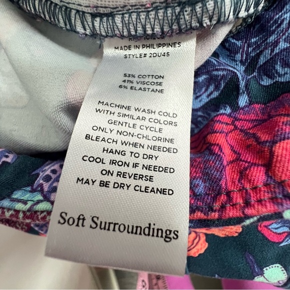 Soft Surroundings Della Ankle Zip Pants Jacobean Floral Size L 14/16 Pull On - Picture 7 of 14